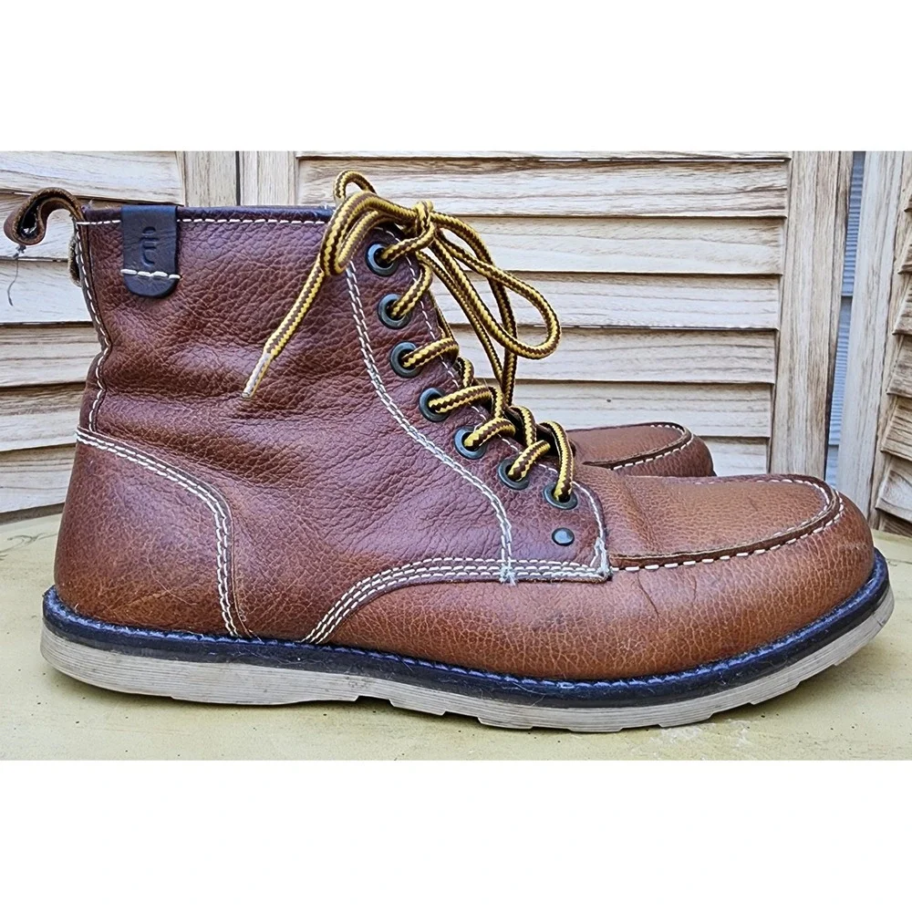 Crevo Sz 10 Caramel Leather Buck LTH Moc Toe Boot American Workwear Minimalist